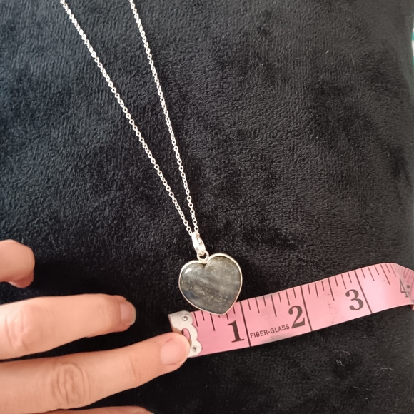 Gemstone~Lapis Blue Gray Heart Silver Necklace NWOT - Picture 6 of 13